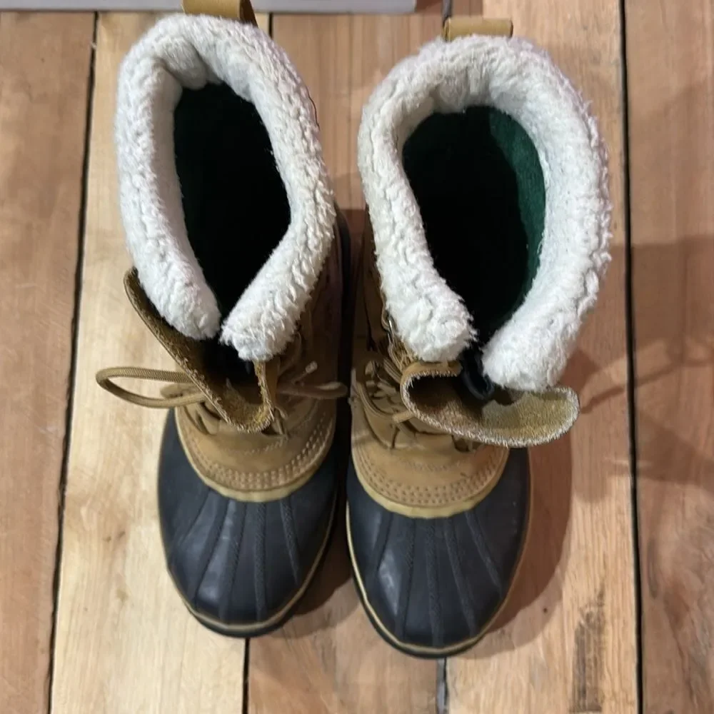 Sorel Caribou Buff Tan Black Waterproof Lace Up Boots‎ B94